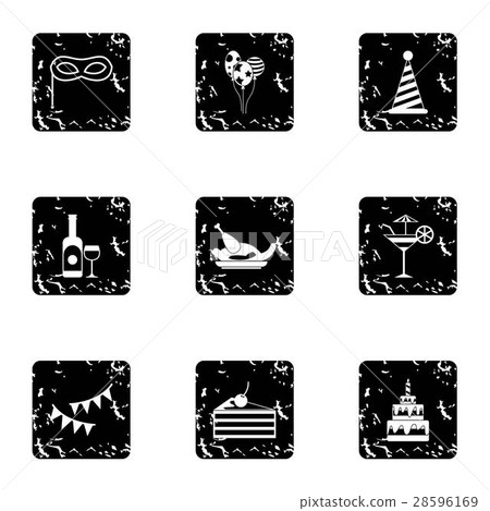Holiday icons set, grunge style 28596169