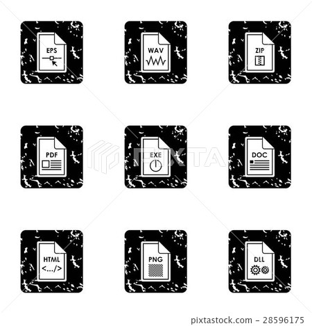Document types icons set, grunge style 28596175