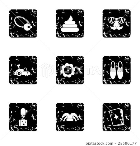 First of April icons set, grunge style First of April icons set, grunge style 28596177