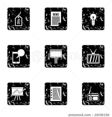 Advertising goods icons set, grunge style 28596180