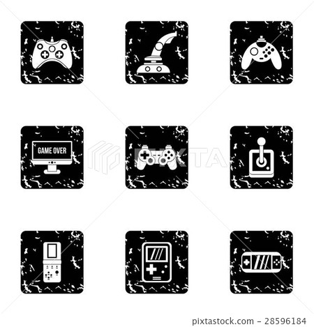 Game icons set, grunge style 28596184