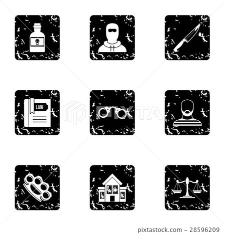 Lawlessness icons set, grunge style - Stock Illustration [28596209] - PIXTA