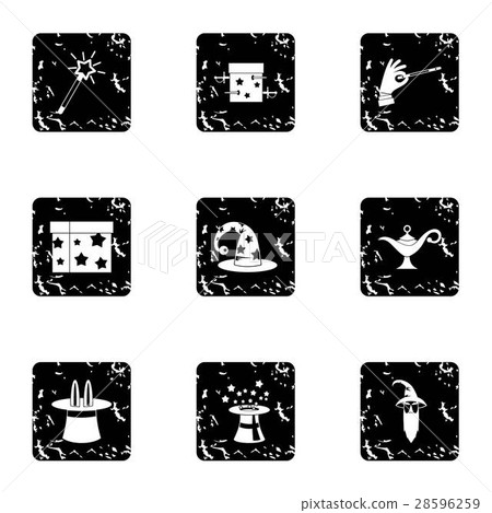 Witchcraft icons set, grunge style 28596259