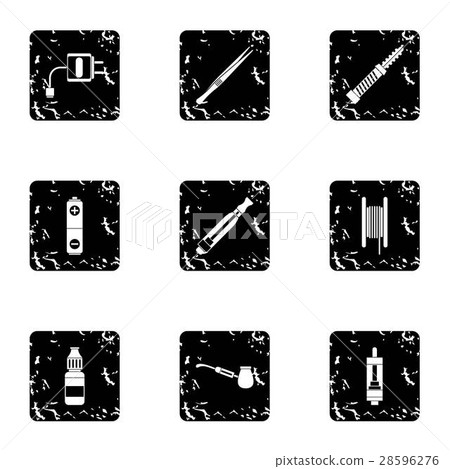 Cigarette icons set, grunge style 28596276