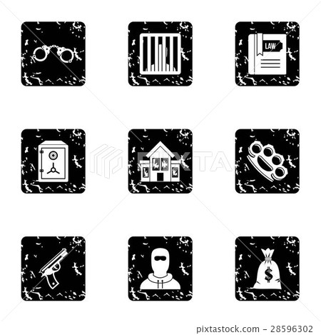 Offense icons set, grunge style - Stock Illustration [28596302] - PIXTA