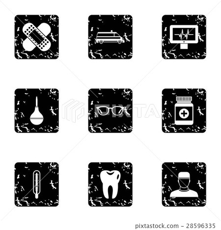 Healing icons set, grunge style 28596335