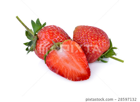 whole and half cut fresh strawberry on white whole and half cut fresh strawberry on white 28597132