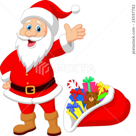 Happy Santa Clause with gift 28597782
