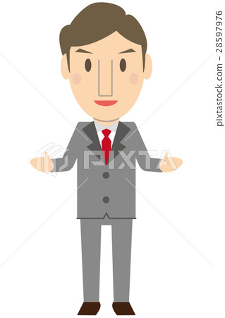 可愛的中世代商人灰色西裝描述 28597976