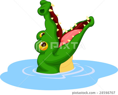 Crocodile cartoon open its mouth 28598707