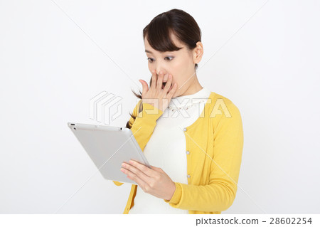 A woman watching the eye pad A woman watching the eye pad 28602254