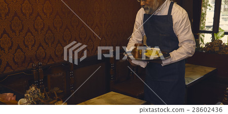 Men clearing the table Men clearing the table 28602436