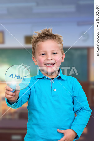 little kid about to draw something with chalk 28602697