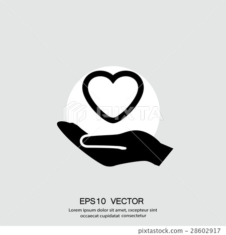 Pictograph of heart in hand Pictograph of heart in hand 28602917