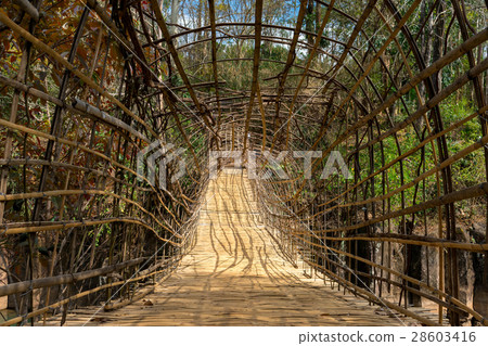Bamboo bridge from wickerwork 28603416