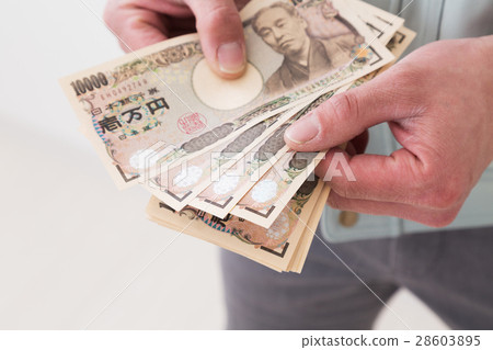 Money and businessman white back 28603895