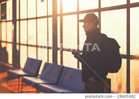 Traveler at the sunset 28605982