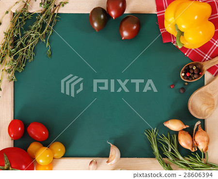 Vegetables still life with green board 28606394