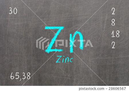 Isolated blackboard with periodic table, Zinc 28606567