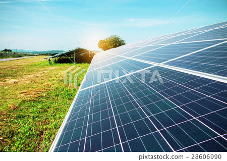 Solar panels on the lawn. 28606990