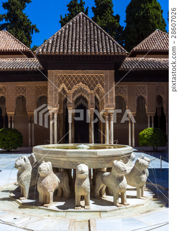 Lion Fountain in Alhambra palace, Granada, Spain. Lion Fountain in Alhambra palace, Granada, Spain. 28607026