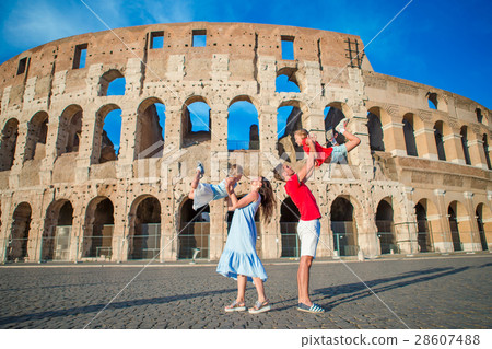 Happy family in Europe. Parents and kids in Rome 28607488