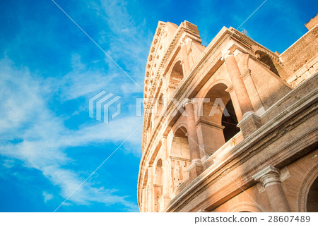 Colosseum or Coliseum background blue sky in Rome 28607489