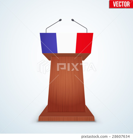 Wooden Podium Tribune with French Flag 28607634