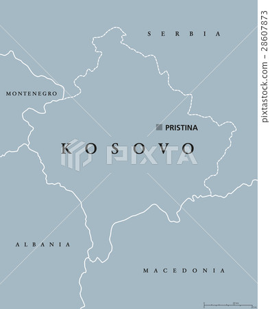 Kosovo political map with capital Pristina 28607873