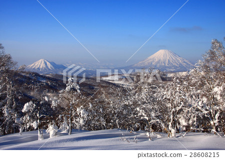 Mt. Yotei winter seen from Horaiishi and Mt. Mt. Yotei winter seen from Horaiishi and Mt. 28608215