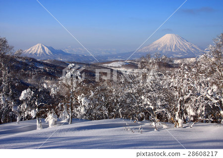 Mt. Yotei winter seen from Horaiishi and Mt. Mt. Yotei winter seen from Horaiishi and Mt. 28608217