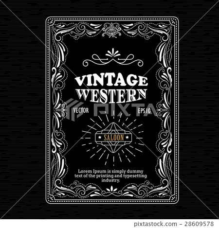 Vintage frame border western label hand drawn 28609578