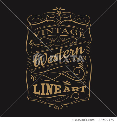 Vintage label typography western hand drawn frame 28609579