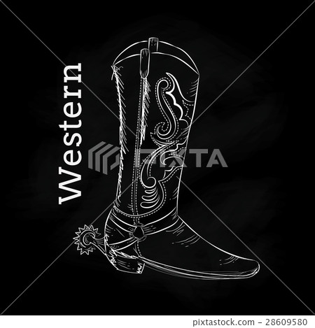 Western Boot Hand draw vintage vector illustration 28609580
