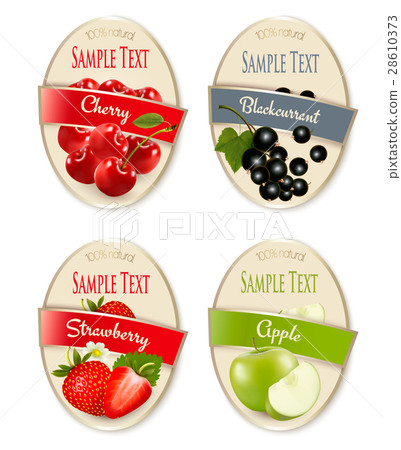 Set of labels of berries and fruit.  28610373