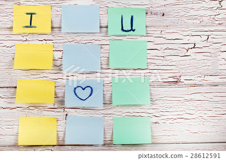 Yellow, blue and green stickers with lettering Yellow, blue and green stickers with lettering 28612591