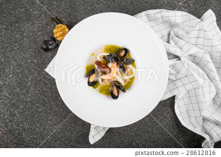 Delicious mediterranean seafood soup. Tasty fish 28612816