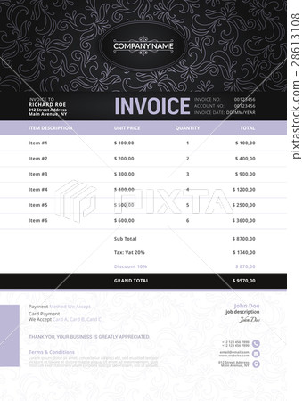 Elegant Vector Invoice Template - Stock Illustration [28613108] - PIXTA