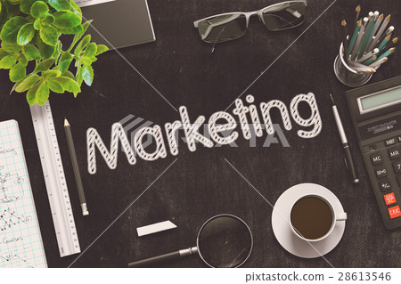 Marketing Handwritten on Black Chalkboard. 3D 28613546