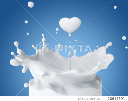 Drop of milk in form of heart 28613891