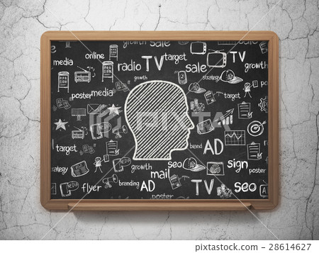 Marketing concept: Head on School board background Marketing concept: Head on School board background 28614627