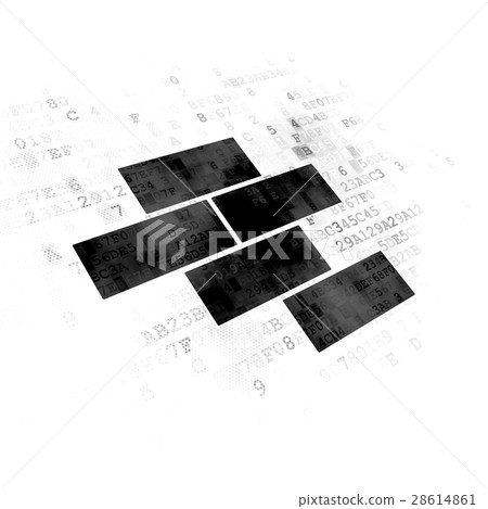 Construction concept: Bricks on Digital background Construction concept: Bricks on Digital background 28614861