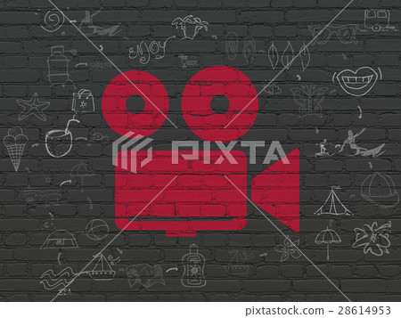 Tourism concept: Camera on wall background 28614953