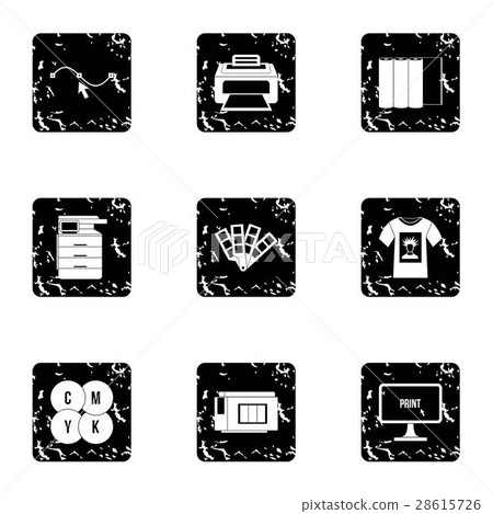 Printing icons set, grunge style Printing icons set, grunge style 28615726