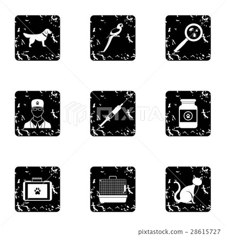 Veterinary icons set, grunge style Veterinary icons set, grunge style 28615727