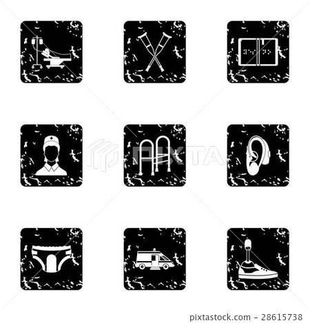 Assistance for disabled icons set, grunge style Assistance for disabled icons set, grunge style 28615738