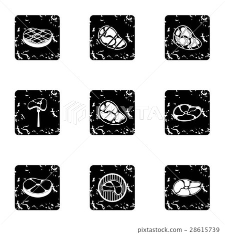 Meat icons set, grunge style Meat icons set, grunge style 28615739