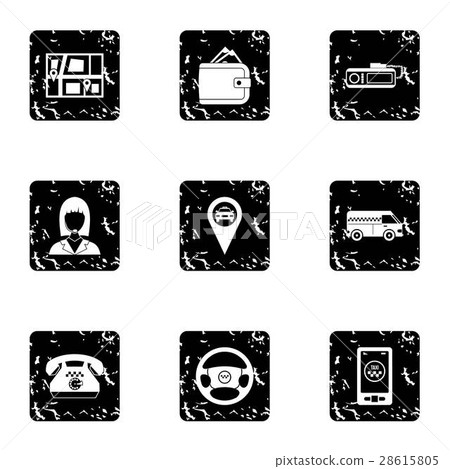Taxi custom icons set, grunge style 28615805