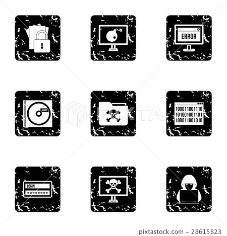 Cracking icons set, grunge style Cracking icons set, grunge style 28615823