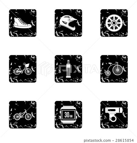 Race bike icons set, grunge style Race bike icons set, grunge style 28615854